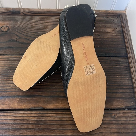 Karl Lagerfeld Paris Black and White Driver Leather Loafers - Picture 6 of 7